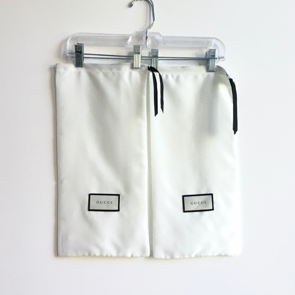 Gucci dust bags / set of 2 / white with black ties